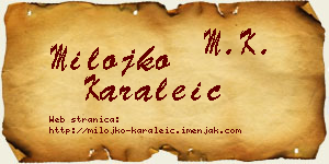Milojko Karaleić vizit kartica